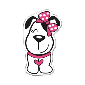 Adesivo Decorativo Em Relevo Fácil Aplicação Cachorrinha Laço Cor Branco