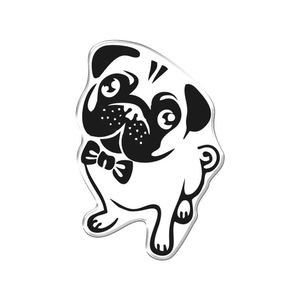 Adesivo Decorativo Em Relevo Fácil Aplicação Pug Cor Branco