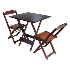 Conjunto De Mesa Dobravel Com 2 Cadeiras De Madeira 70X70 - Imbuia
