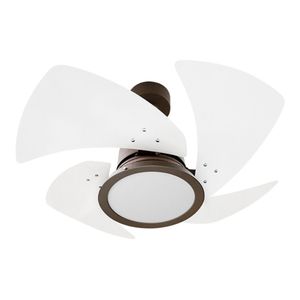 Ventilador De Teto Venti-Delta Marrom Com 4 Pás Branco De Mdf 84Cm De Diâmetro 110V Led Luz 3000K