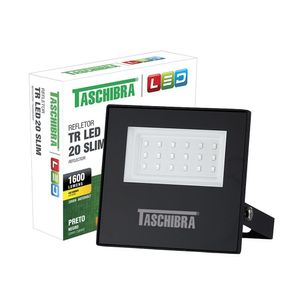 Refletor Taschibra Led Tr Slim 20W Luz Branco Quente 3000K Preto Bivolt