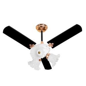 Ventilador De Teto Venti-delta New Zeta Preto Com Cobre 3 Pás Laqueada Preto 220v