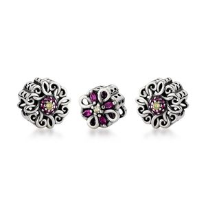 Kit com 03 Berloques Flor Prata 925