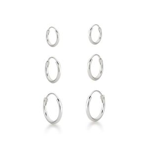 Kit Trio De Argolas Lisas Prata 925 Unissex