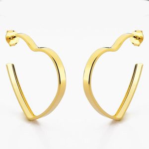 Brinco Argola Larga Coração Básica Banhado Ouro 18k 4cm