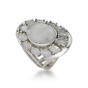 Anel com Pedra Da Lua Natural Oval Prata 925 20