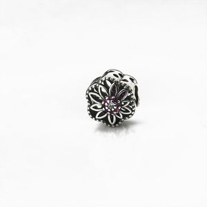 Berloque Bali Espaçador Flor Cravejado Zircônias Prata 925 Rosa