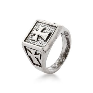 Anel Masculino Cruz Prata De Bali 925 - 25