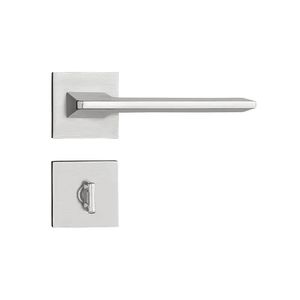 Fechadura Sara Cromado Acetinado Roseta Quadrada 40mm Pado Banheiro / Wc