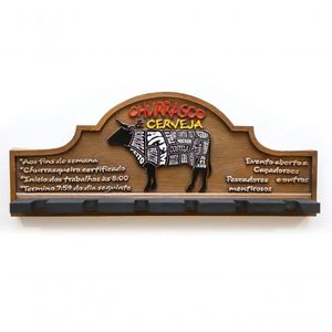 Placa Decorativa Porta-espetos - Churrasco E Cerveja