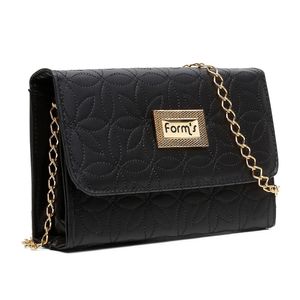Bolsa Clutch Feminina Com Detalhe Costuras Florais Repartições Alça De Corrente