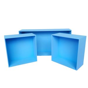 Trio De Nicho Retangular Decorativo Quarto/sala 100% Mdf Azul