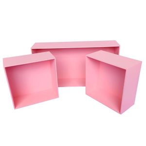 Trio De Nicho Retangular Decorativo Quarto/sala 100% Mdf Rosa