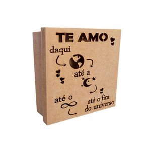 Caixas Personalizadas 100% Mdf Cru (17x17x07) Te Amo Daqui Até A Lua...