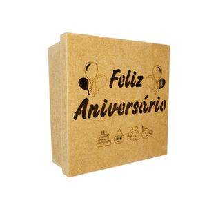 Caixas Personalizadas 100% Mdf Cru (17x17x07) Feliz Aniversário Emoji
