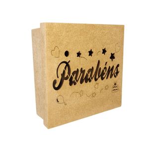 Caixas Personalizadas 100% Mdf Cru (17x17x07) Parabéns Emoji