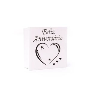 Caixas Personalizadas Brancas 100% Mdf (17x17x07) Feliz Aniversário 2