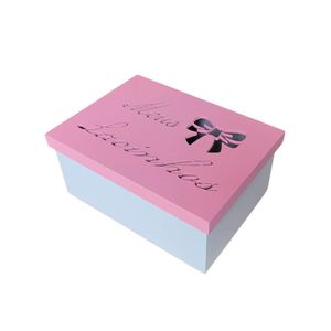 Caixa Personalizada Meus Lacinhos 100% Mdf (17x12x08) Rosa/branco