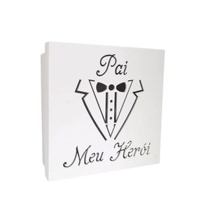 Caixas Personalizadas Brancas 100% Mdf (17x17x07) Pai Meu Herói