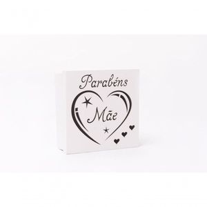 Caixas Personalizadas Brancas 100% Mdf (17x17x07) Parabéns Mãe