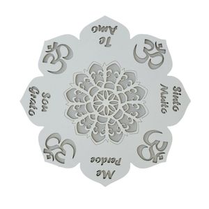 Enfeite Mandala Sou Grato, Te Amo, Sinto Muito, Me Perdoe - Branco 30x30