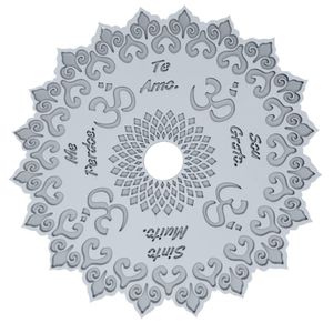 Enfeite Mandala Arabesco Te Amo, Sinto Muito, Me Perdoe, Sou Grata - Branco 20x20