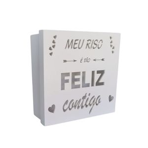 Caixas Personalizadas Brancas 100% Mdf (17x17x07) Meu Riso é Tão Feliz Contigo