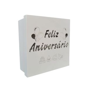 Caixas Personalizadas Brancas 100% Mdf (17x17x07) Feliz Aniversário Emoji