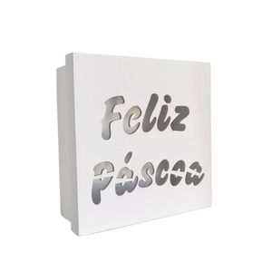 Caixas Personalizadas Brancas 100% Mdf (17x17x07) Feliz Páscoa