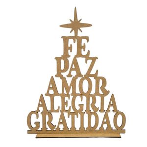 Enfeite árvore De Natal Com Palavras Em Mdf Cru (30x24)