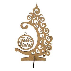 Enfeite árvore De Natal Feliz Natal Em Mdf Cru (30x20)