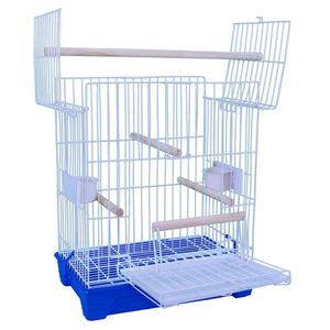 Gaiola Triplex Porta E Teto Com Poleiro Calopsita Quatiguá Azul