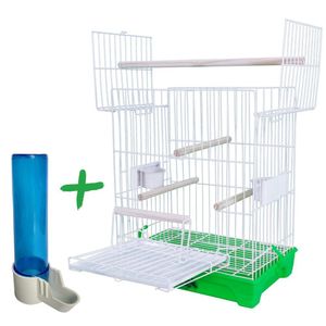 Kit Gaiola Triplex Para Calopsita Bebedouro Pássaros Verde