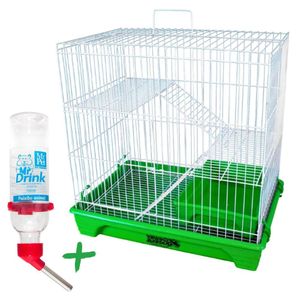 Kit Gaiola Furão Grande 3 Andares Bandeja Interna Bebedouro Verde