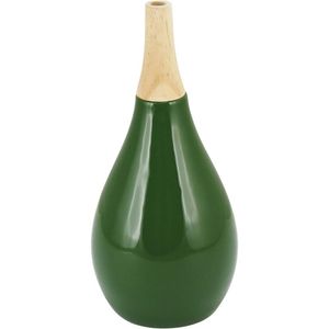 Foglio Garrafa Decorativa 28X13X13Cm Cerâmica Verde