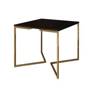 Mesa De Jantar Industrial Redonda Preta 110Cm Base V Dourada Cor: Preto