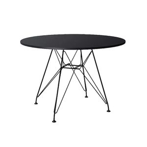 Mesa De Jantar Eames 80Cm Tampo Redondo Preto Base De Ferro