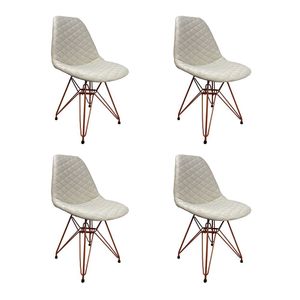 Kit 4 Cadeiras Jantar Estofadas Nude Eiffel Eames Base Cobre - Cor: Nude
