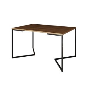 Mesa Jantar Industrial Amêndoa Retangular 137X90Cm Base V Ferro Preto Cor: Amendoa
