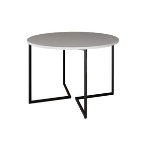 Mesa Jantar Industrial Redonda Branca Base V Ferro Preto Tampo 110Cm Cor: Branco