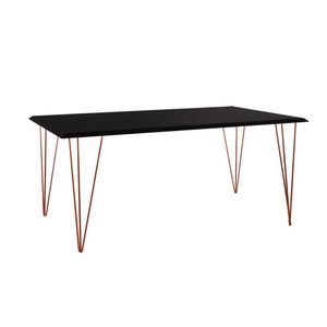 Mesa De Jantar Industrial Clips De Ferro Cobre Tampo Retangular Preto 135X75 Cor: Preto