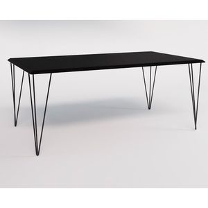 Mesa De Jantar Industrial Retangular Clips Preta 135X75 De Ferro Preto Cor: Preto