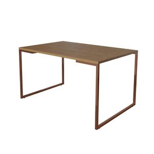 Mesa De Jantar Industrial Base Ferro Cobre Tampo 137X90 Amêndoa Cor: Marrom