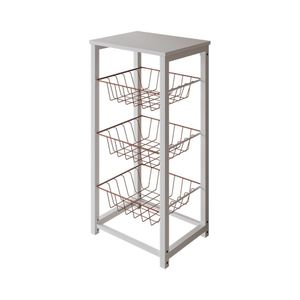 Fruteira De Chão Cozinha Desmontada Aço Branco Cesto Cobre Tampo Branco Madri Cor: Branco