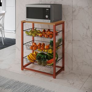 Fruteira Com Suporte Para Micro-Ondas Barcelona Aço Cobre Cesto Preto Tampo Canela Cor: Preto