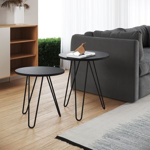 Mesa De Canto Duo Lisboa Ferro Preto Tampo Preto Cor: Preto