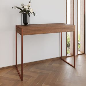 Aparador Industrial Retangular Califórnia Amêndoa 137X40Cm Base Cobre Cor: Amendoa