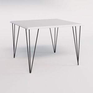 Mesa Clips De Ferro Preto Tampo Quadrado Branco 90X90
