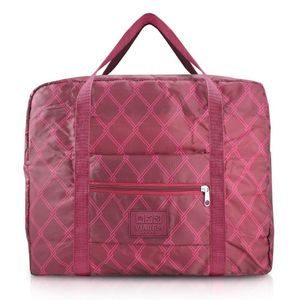 Bolsa De Viagem Dobrável Retangular Estampa Listrada Jacki Design Vermelho Escuro