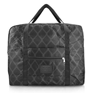 Bolsa De Viagem Dobrável Retangular Estampa Listrada Jacki Design Preto